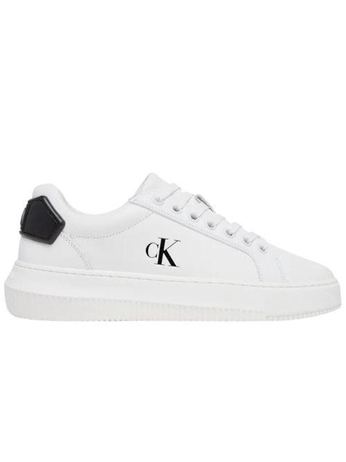 Sneaker donna bianca e nera in pelle Calvin Klein Jeans | YW0YW0184601W